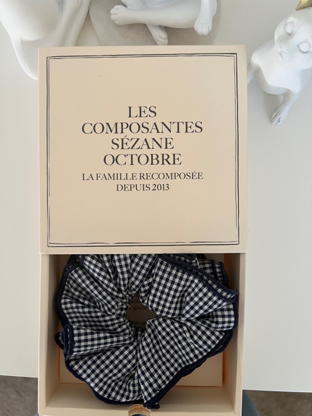 Navy Gingham Scrunchie